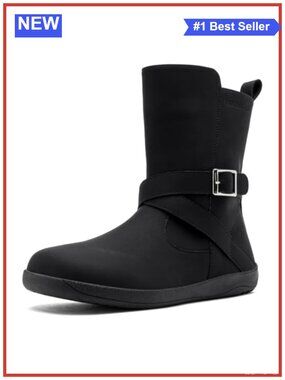 Leather Wide Toe Box Ankle Boots Side Zipper Zero Drop Casual Booties